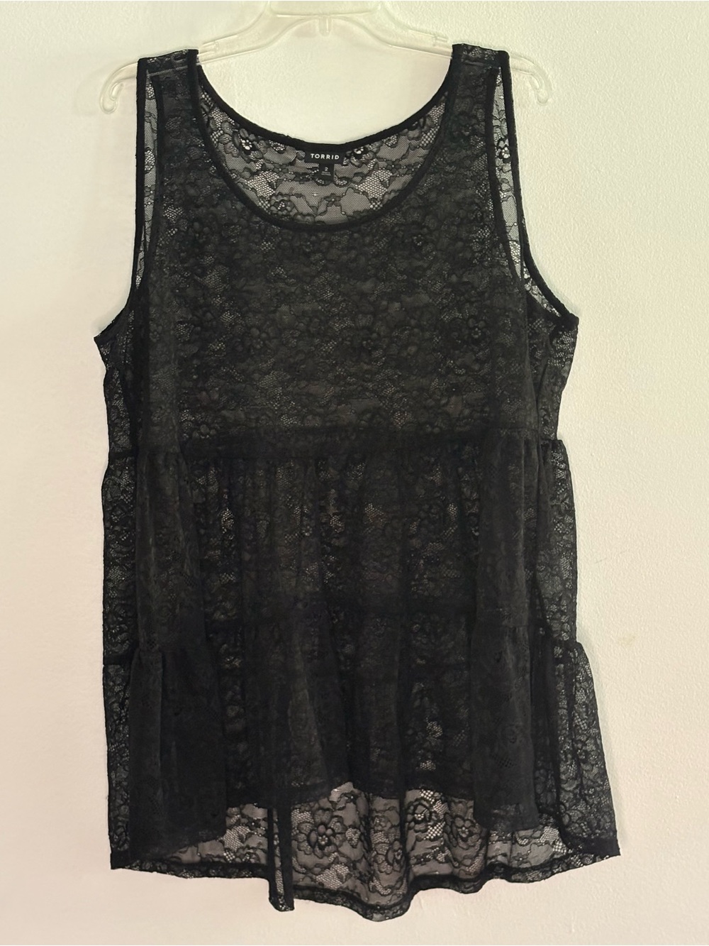 torrid Black Sheer Lace Sleeveless Peplum Top 2
